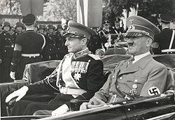 Yugoslavia’s anti-Russian regent Prince Paul rides with Adolf Hitler in March 1941