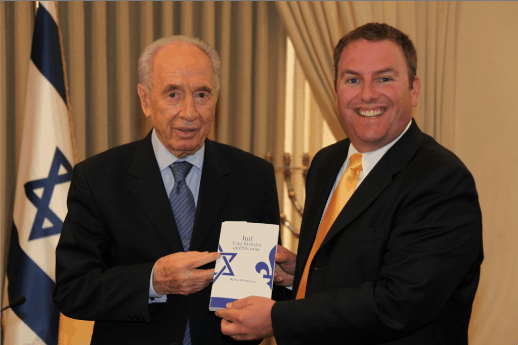 Richard Marceau (right) receives the 2012 Helen and Stan Vine Canadian Jewish book award for his memoir "A Quebec Jew."