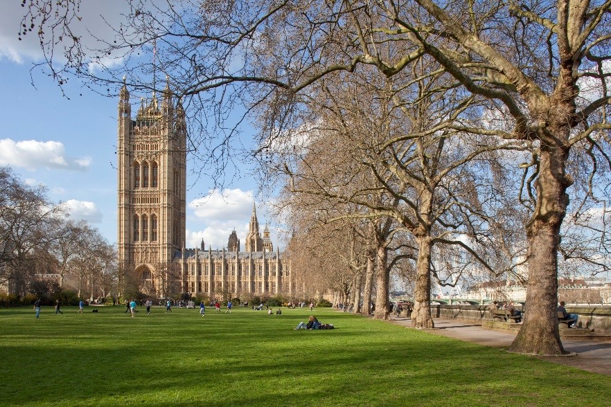 The site given up to British Jews for the new museum - none other than Victoria Garden in front of the Victoria Tower