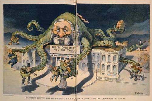 Richard “Boss” Croker as an octopus on top of N.Y. City Hall. 
