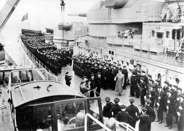 Adolf Hitler made a surprise visit to Gotenhafen on 5 May 1941 to inspect the Bismarck and Tirpitz