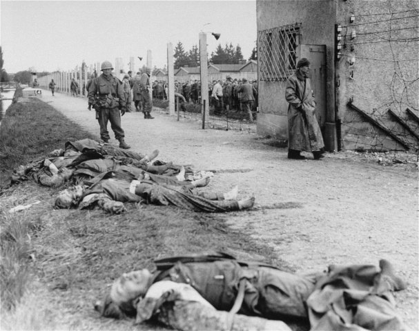 Dead German camp guards at Dachau