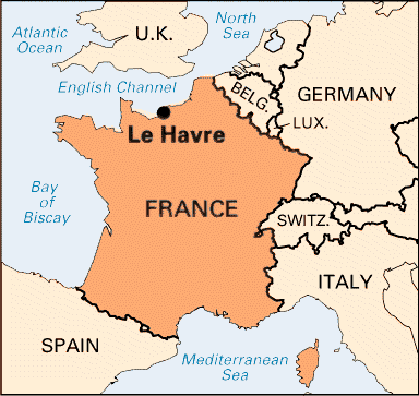 Le Havre on map