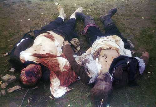 Two SS guards killed in the Ohrdruf concentration camp.