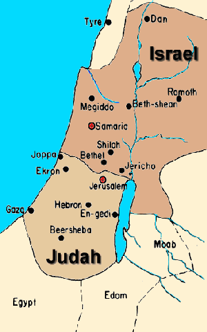 Drawing depicting map of Judah and Israel