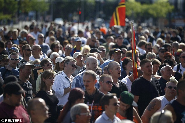 The crowd at Saturday, July 30, 2016, mass protest in Berlin