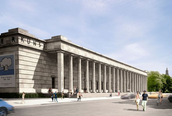 Artist's rendering of London architect David Chipperfield's proposed exterior "renovation" of the Munich House of Art.