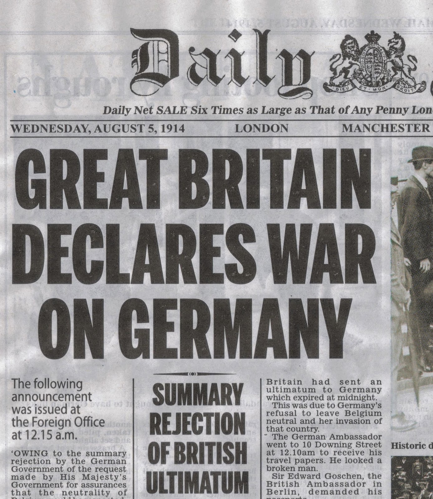 Great Britain Declares War on Germany headline