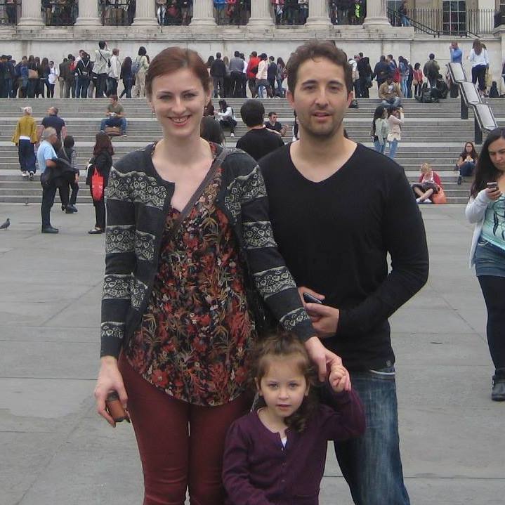Jack Sen[gupta] with his White wife Natalie and daughter