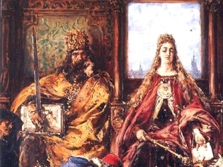 Fictional portrait of King Jagiello and young Queen Jadwiga
