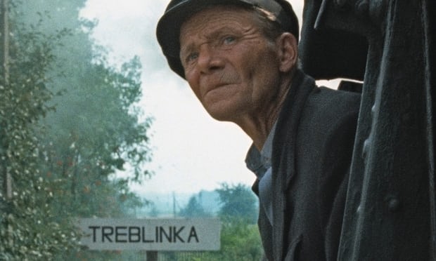 Henrik Gawkowski, a locomotive engineer who says he drove trains transporting Jews to the Treblinka camp in Poland, re-enacts scenes for the film "Shoah." 