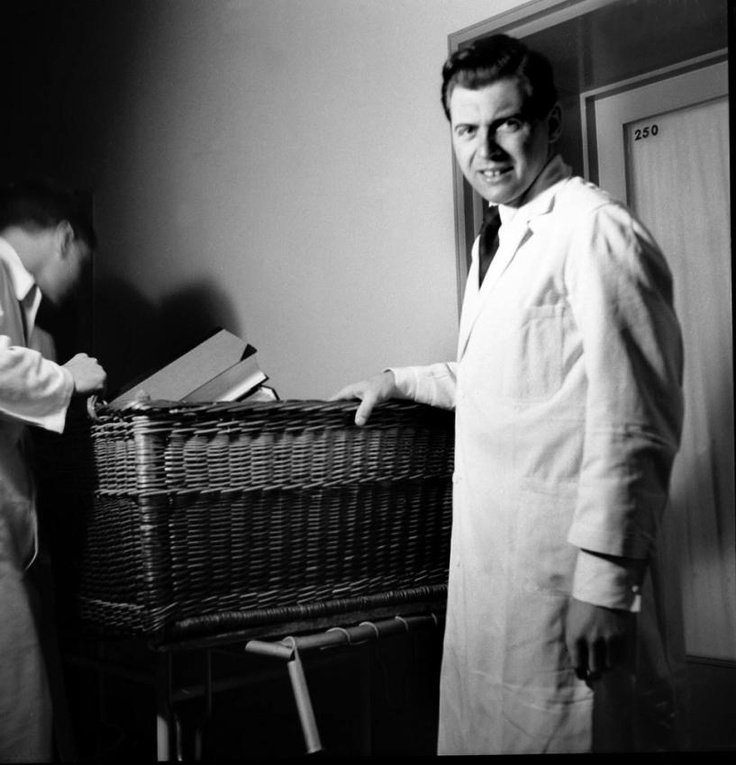 A rare photo of&nbsp; Mengele in his white doctor’s coat.