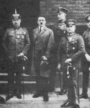 Hitler in 1924 with Ludendorff and Roehm