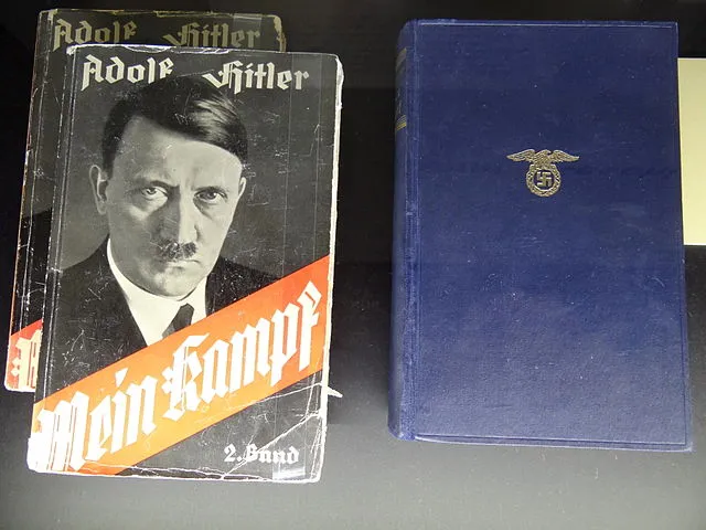 Display copies of Hitler's Mein Kampf in Congress Hall, Nuremberg, Germany