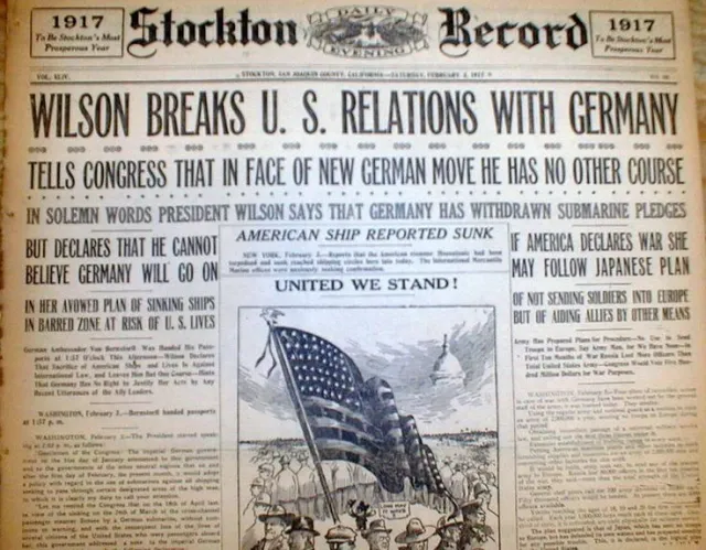 Headline" Wilson Breaks U.S. Relations with Germany