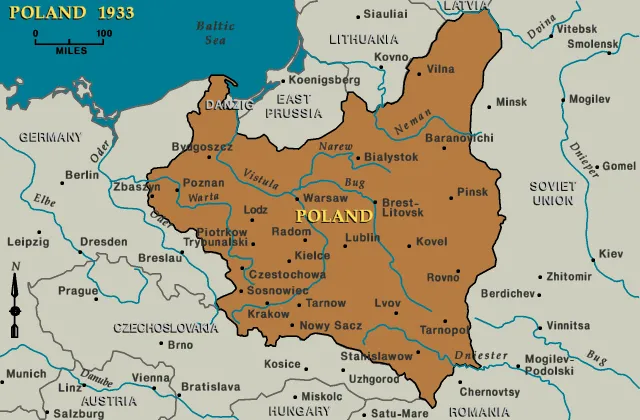 Map of Poland in 1933